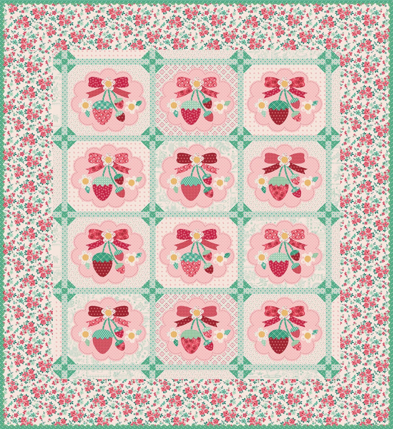 Berry And Sage Strawberry Quilt Kit - Lori Holt