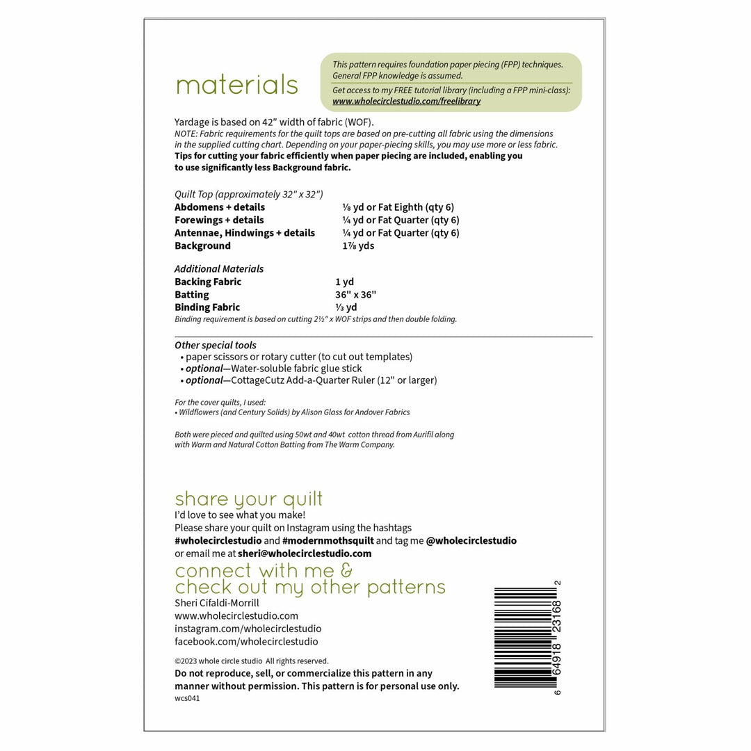 Modern Moths Quilt Pattern - Whole Circle Studio