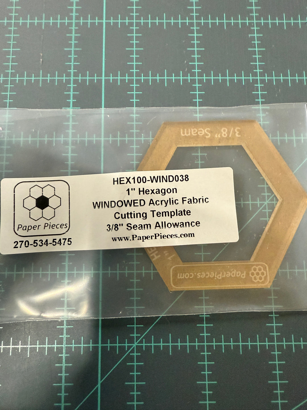 Paper Pieces - 1" Hexagon Acrylic Template - WINDOWED