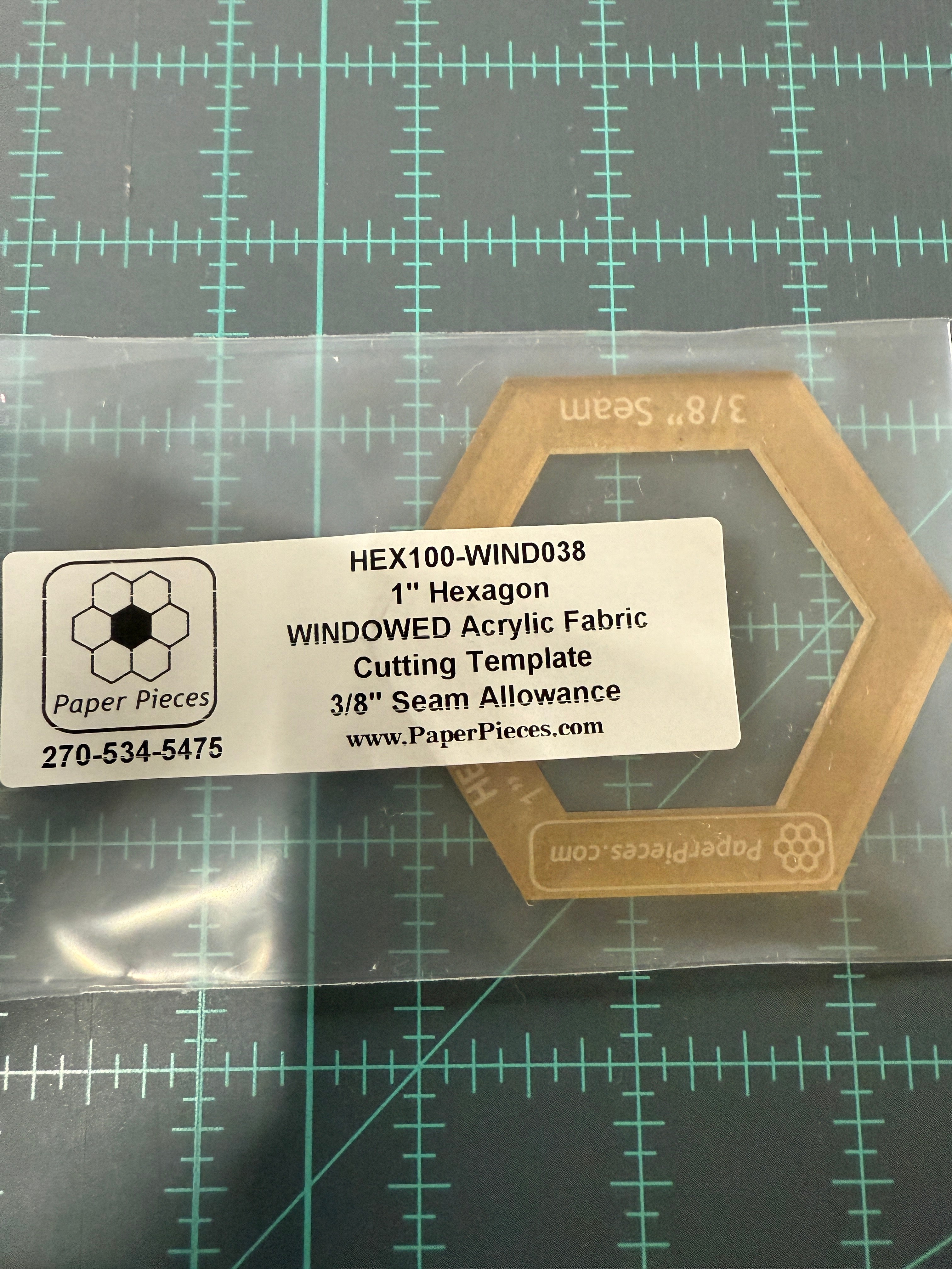 Paper Pieces - 1" Hexagon Acrylic Template - WINDOWED