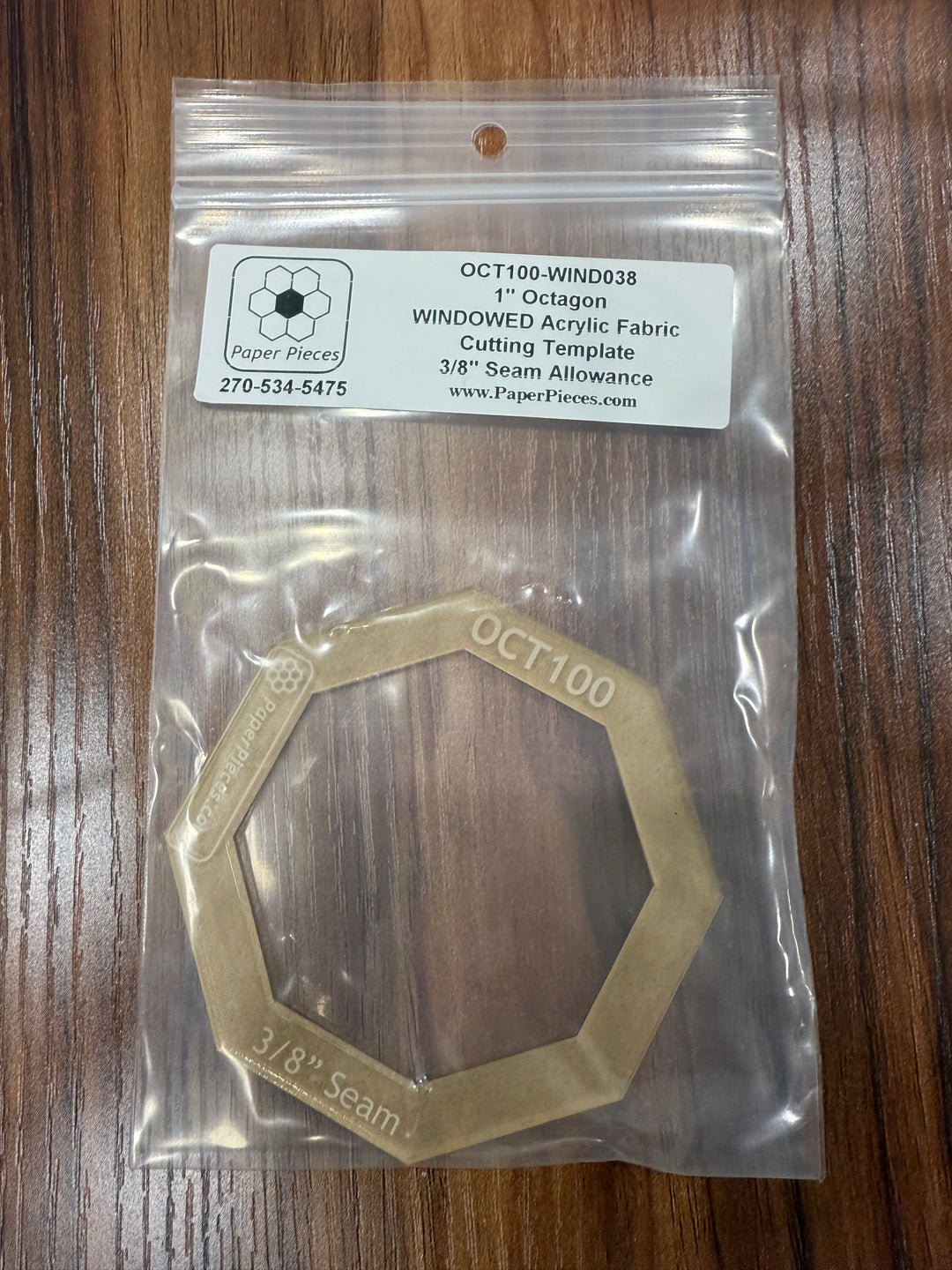Paper Pieces - 1" Octagon Acrylic Template - WINDOWED