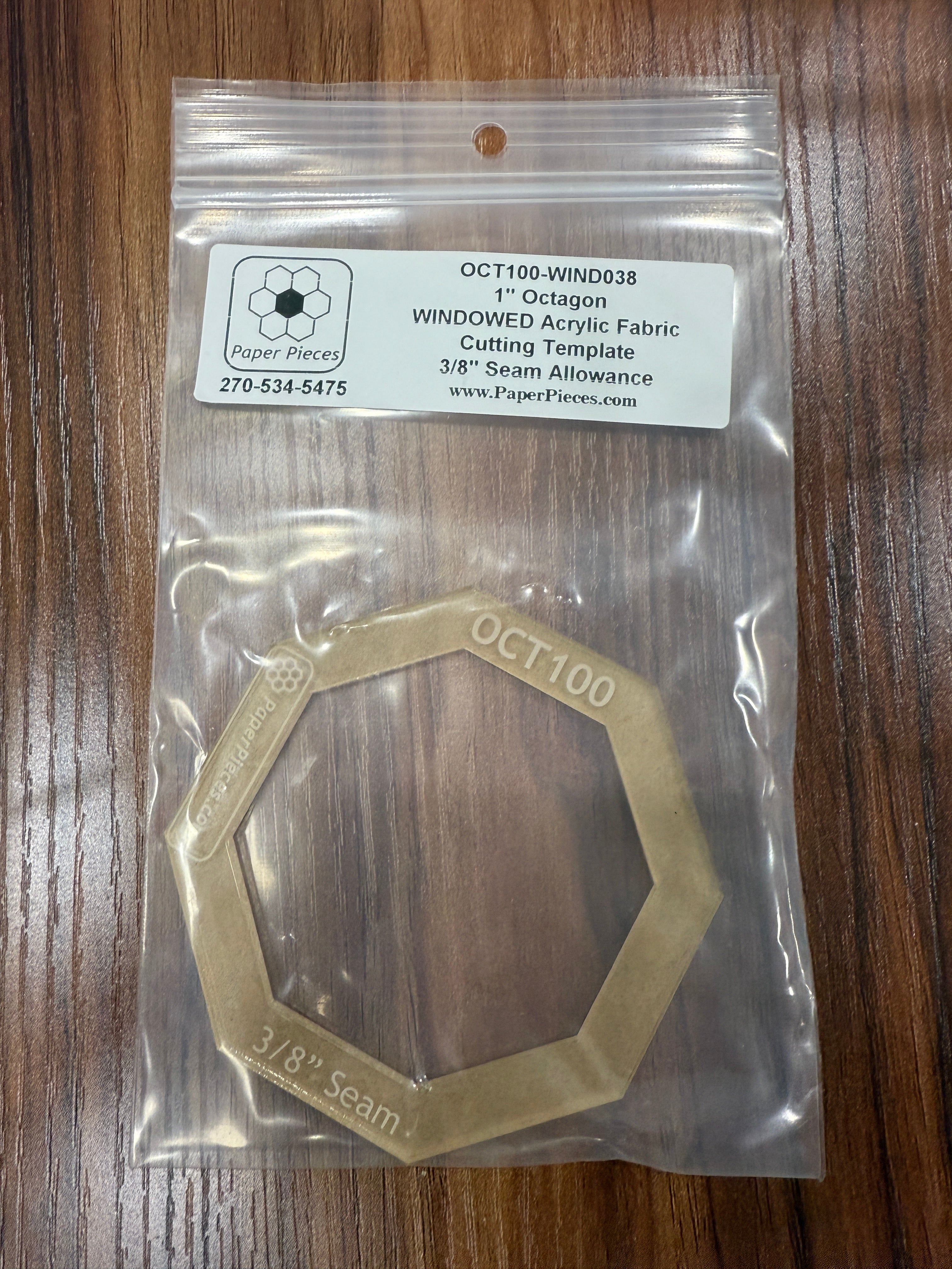Paper Pieces - 1" Octagon Acrylic Template - WINDOWED