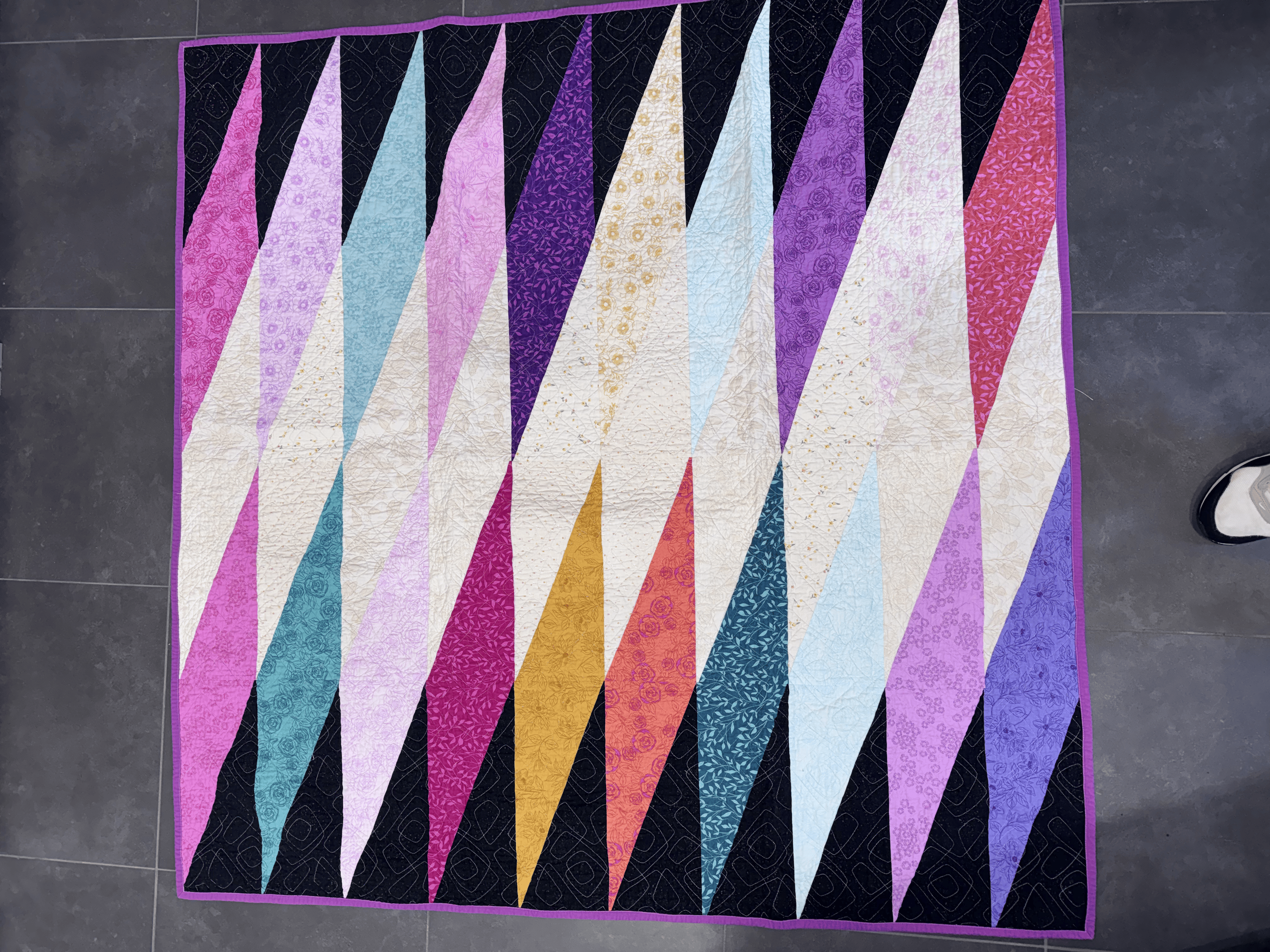 Finished Quilt: Scrappy Half Rectangle Triangles Throw Quilt