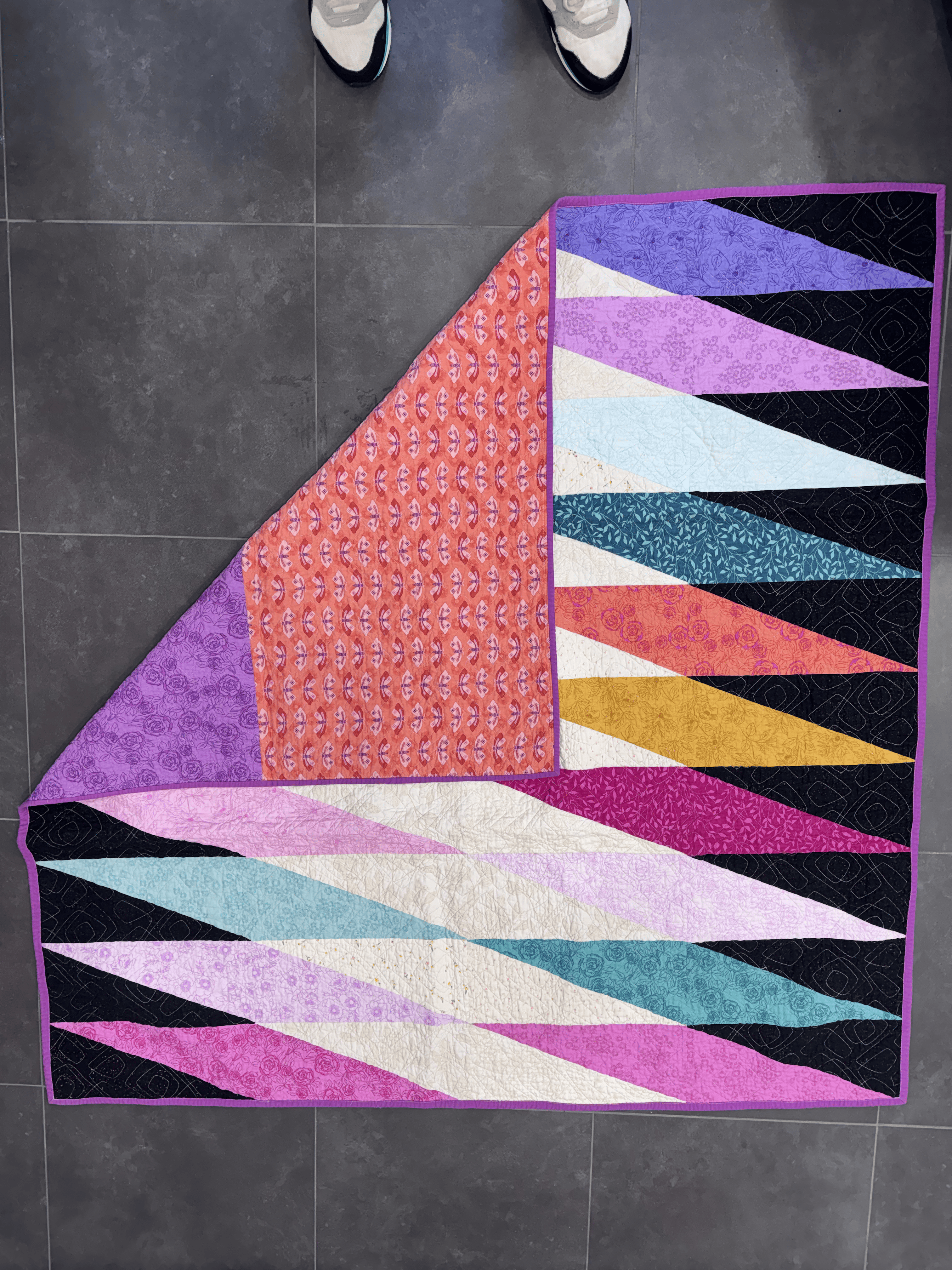 Finished Quilt: Scrappy Half Rectangle Triangles Throw Quilt