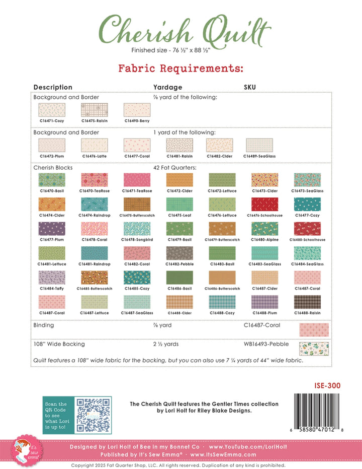 Cherish Quilt Pattern - Lori Holt