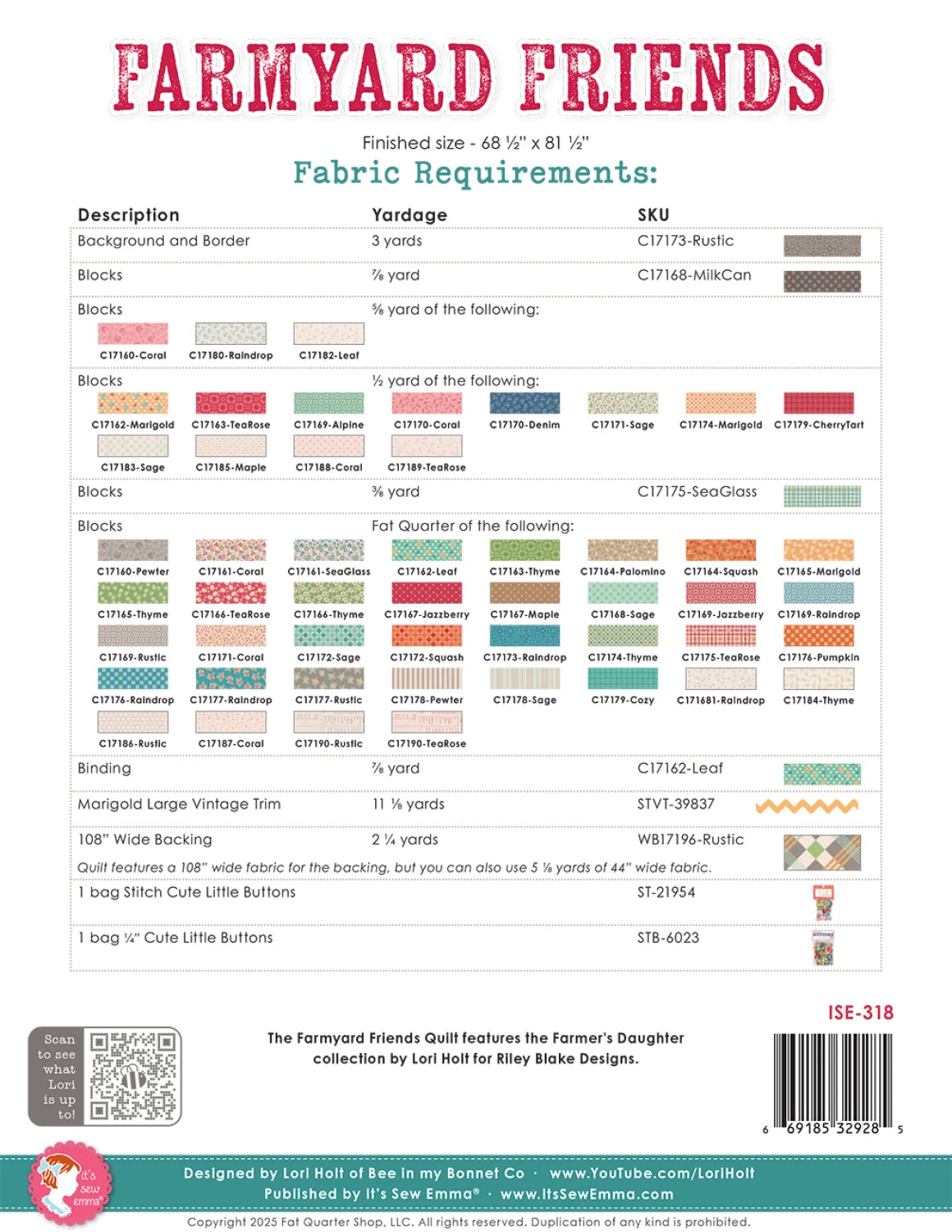 Farmyard Friends Quilt Pattern - Lori Holt