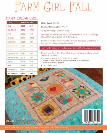 Farm Girl Fall Cross Stitch Pattern - Lori Holt for Bee in my Bonnet