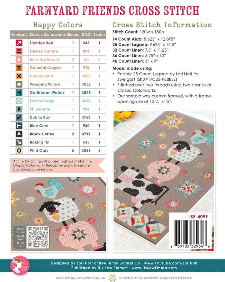 Farmyard Friends Cross Stitch Pattern - Lori Holt for Bee in my Bonnet