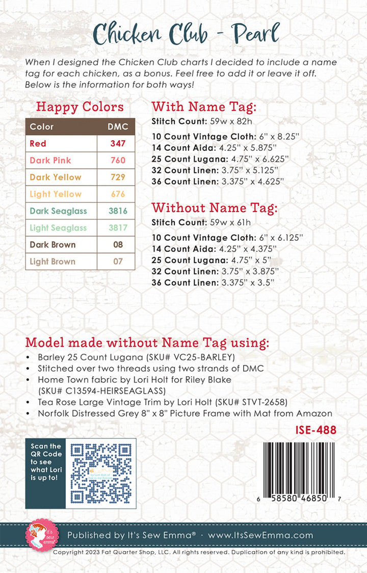 Chicken Club Cross Stitch Pattern Pearl - Month 11