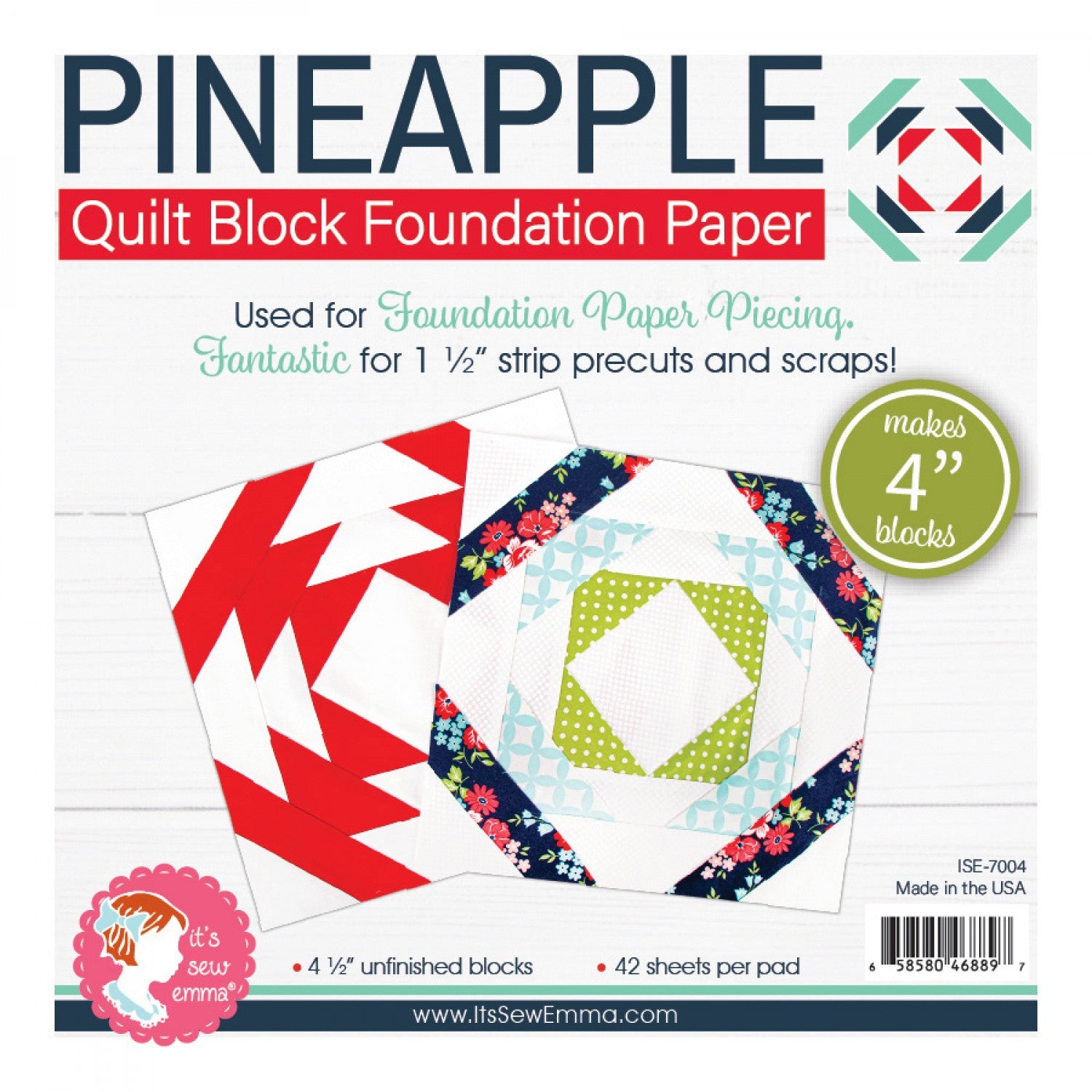 4 in Pineapple Quilt Block Foundation Paper Pad