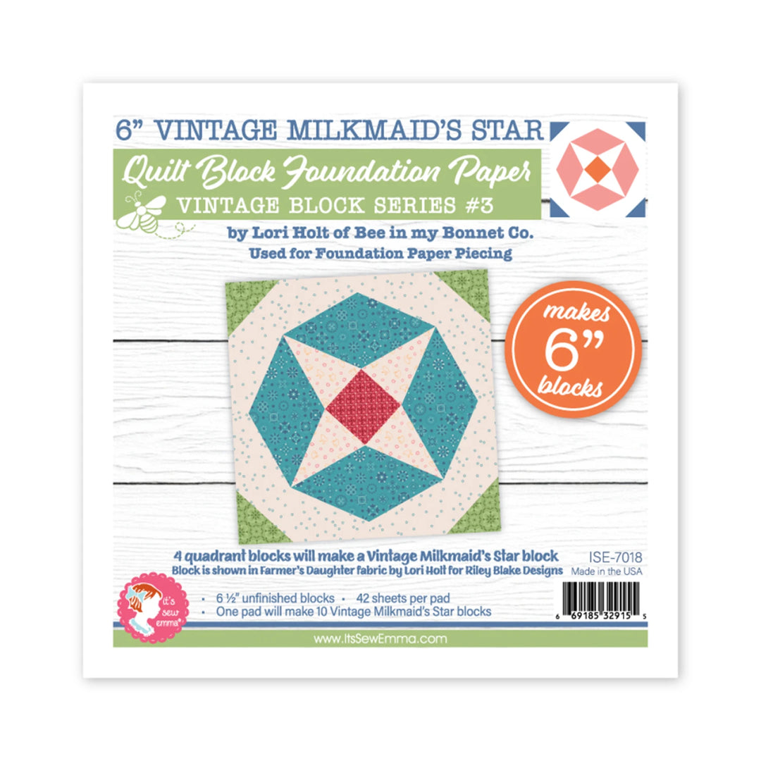 Vintage Milkmaid Star Quilt 6in Foundation