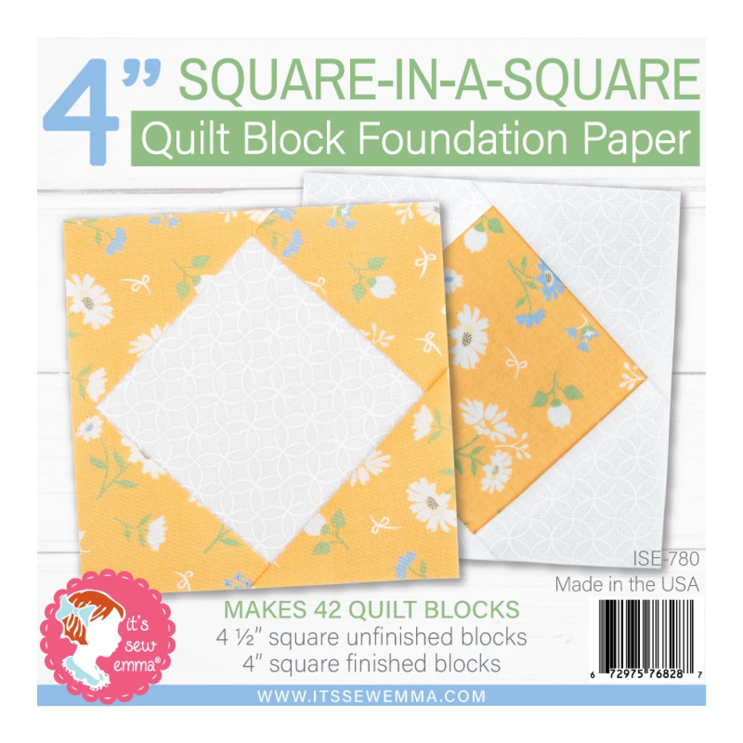 4in Square in a Square Quilt Block Foundation Papers