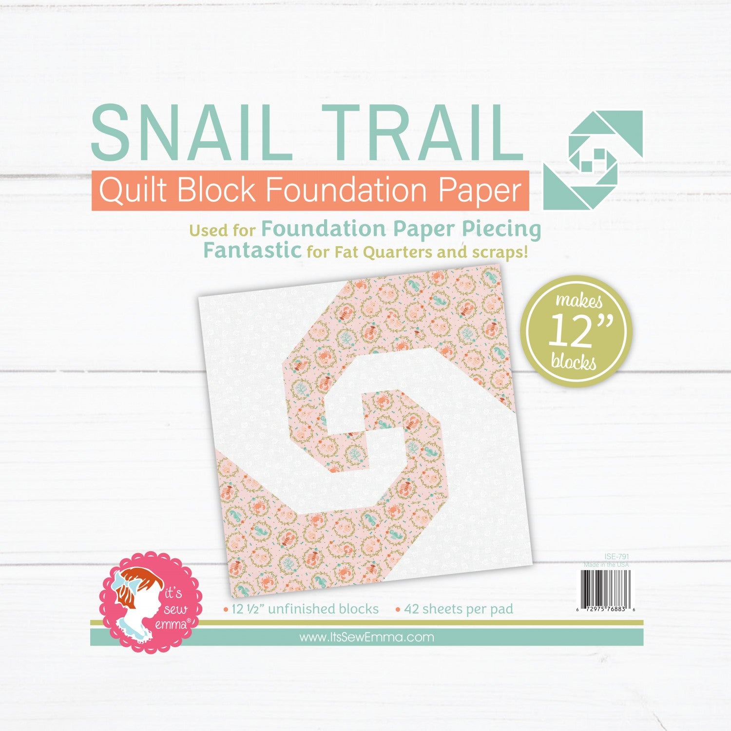 12 in Snail Trail Quilt Block Foundation Paper Pad