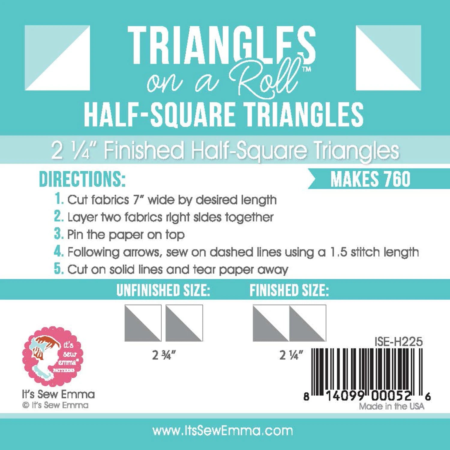 Triangles on a Roll - 2-1/4in Half Square