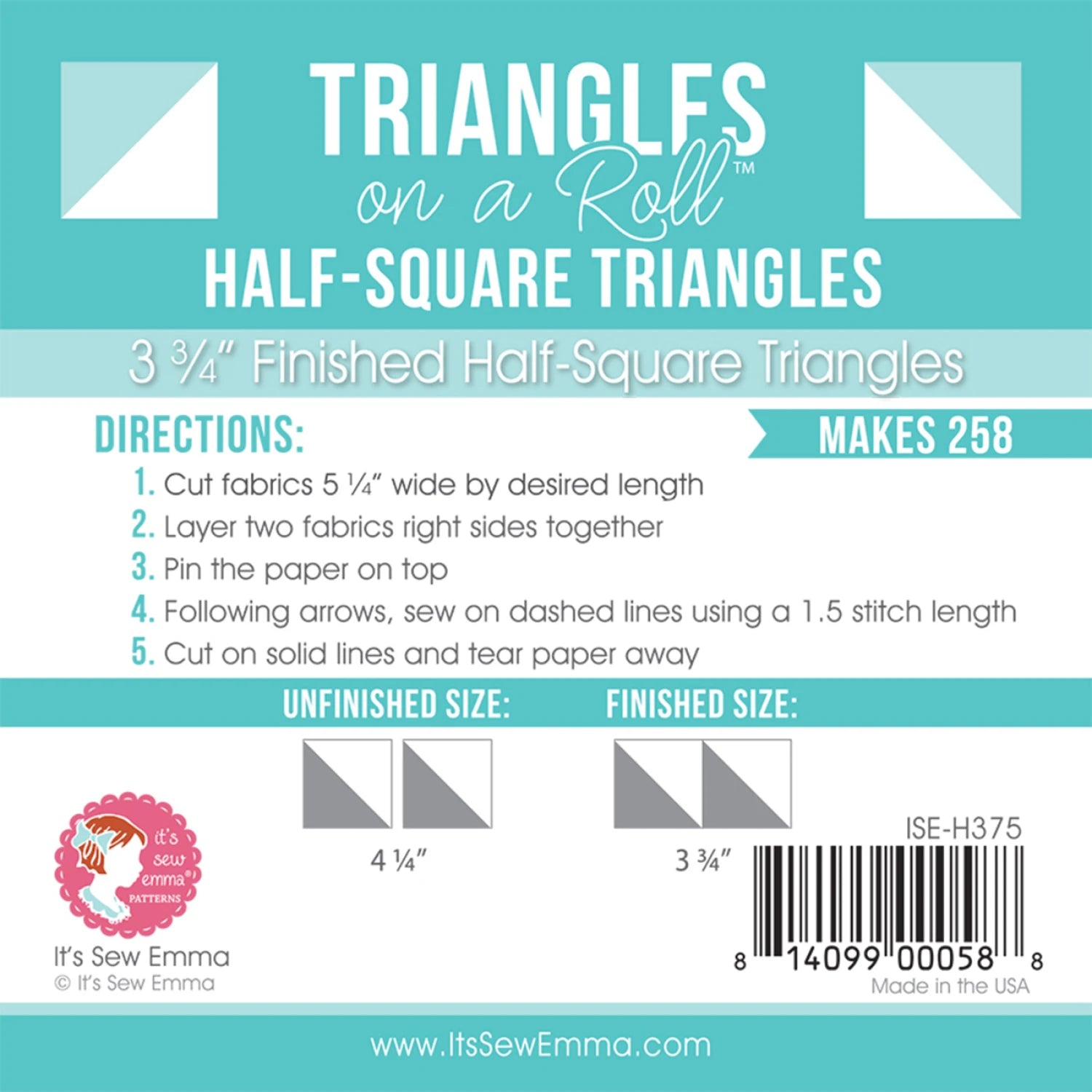 Triangles on a Roll - 3-3/4in Half Square