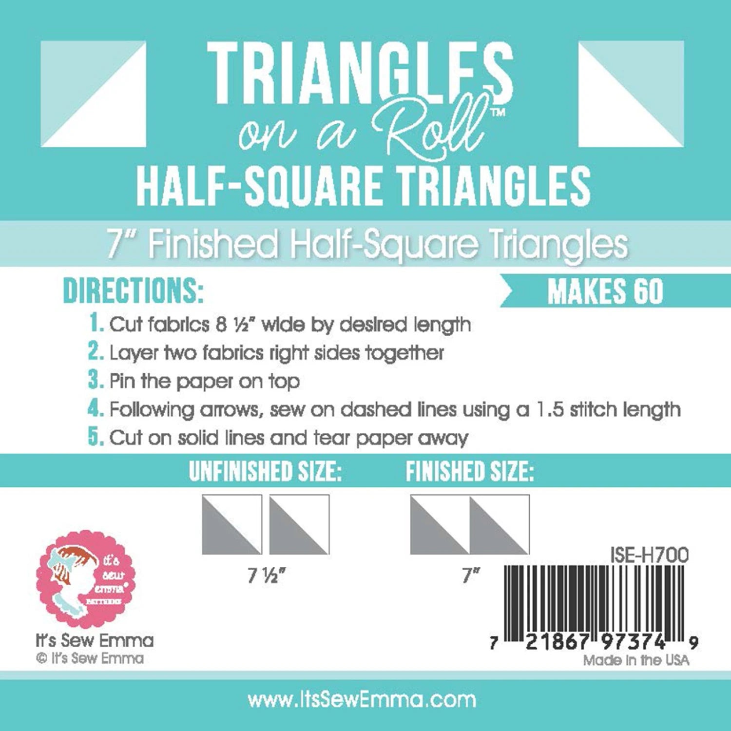 Triangles on a Roll - 7in Finished Half-Square Triangles