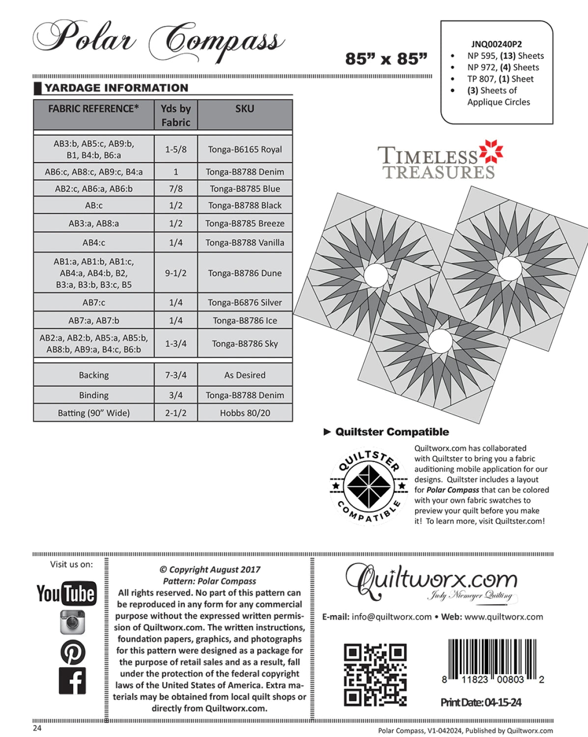 Polar Compass - Quiltworx - Judy Niemeyer Quilting