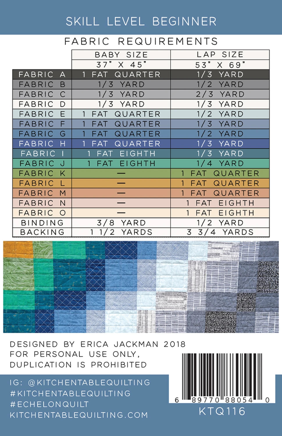 Echelon Quilt Pattern - Kitchen Table Quilting