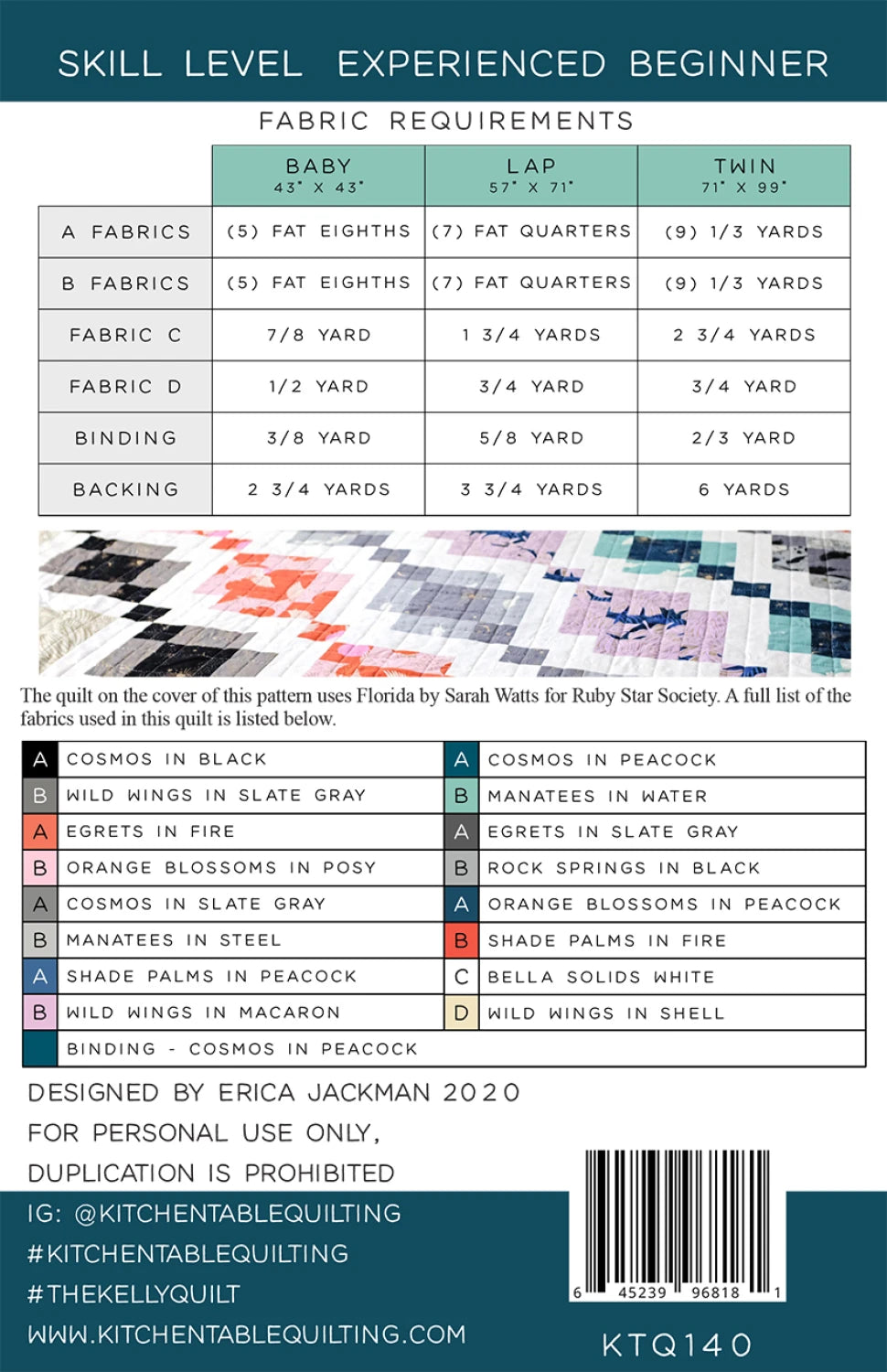 The Kelly Quilt Pattern - Kitchen Table Quilting