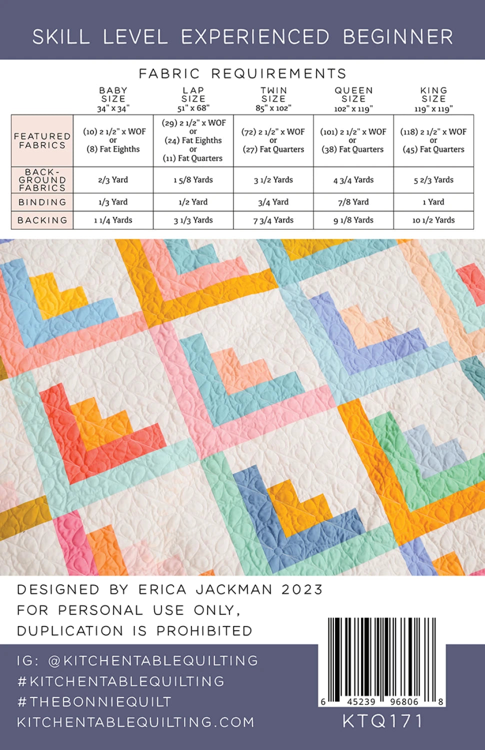 The Bonnie Quilt Pattern - Kitchen Table Quilting