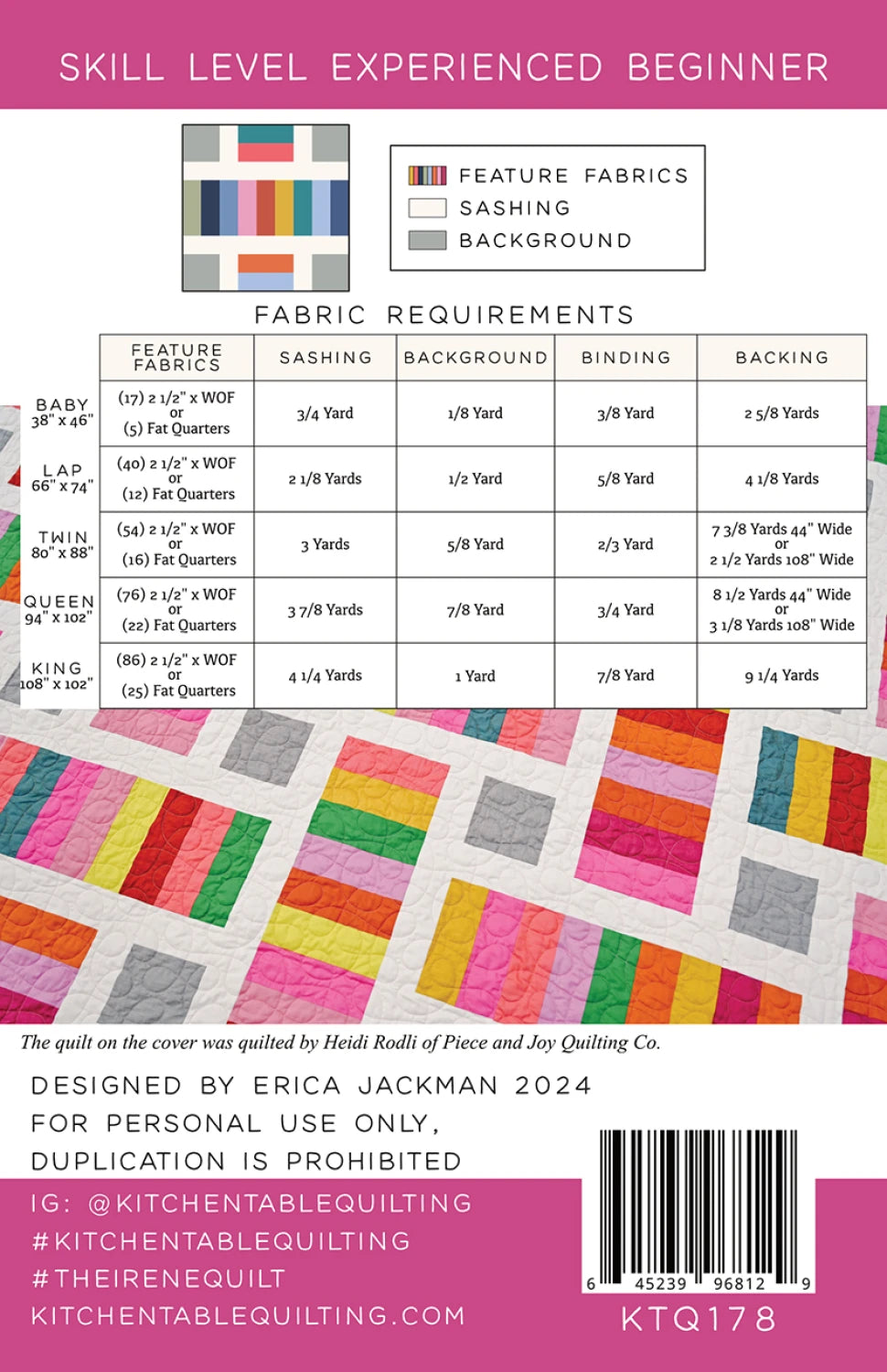 The Irene Quilt Pattern - Kitchen Table Quilting