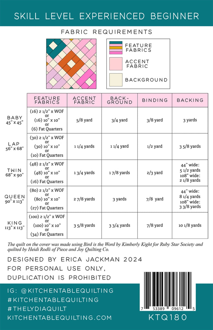 The Lydia Quilt Pattern - Kitchen Table Quilting