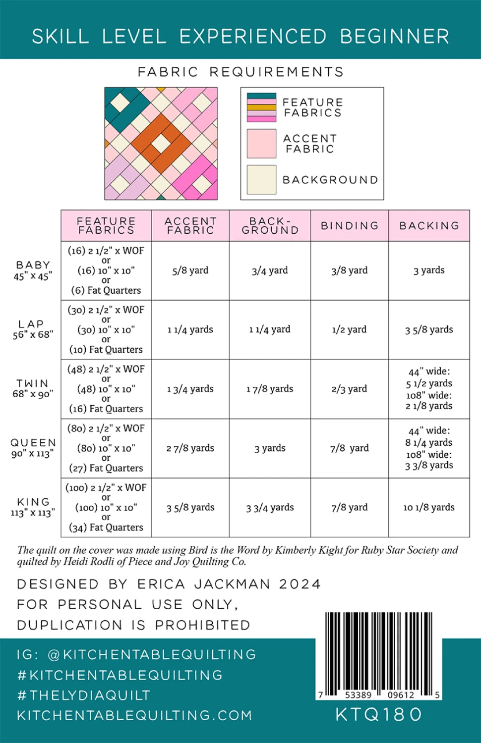 The Lydia Quilt Pattern - Kitchen Table Quilting