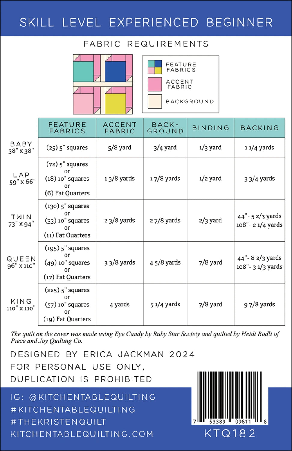The Kristen Quilt Pattern - Kitchen Table Quilting