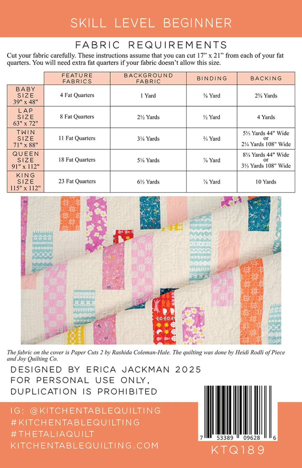 The Talia Quilt Pattern - Kitchen Table Quilting