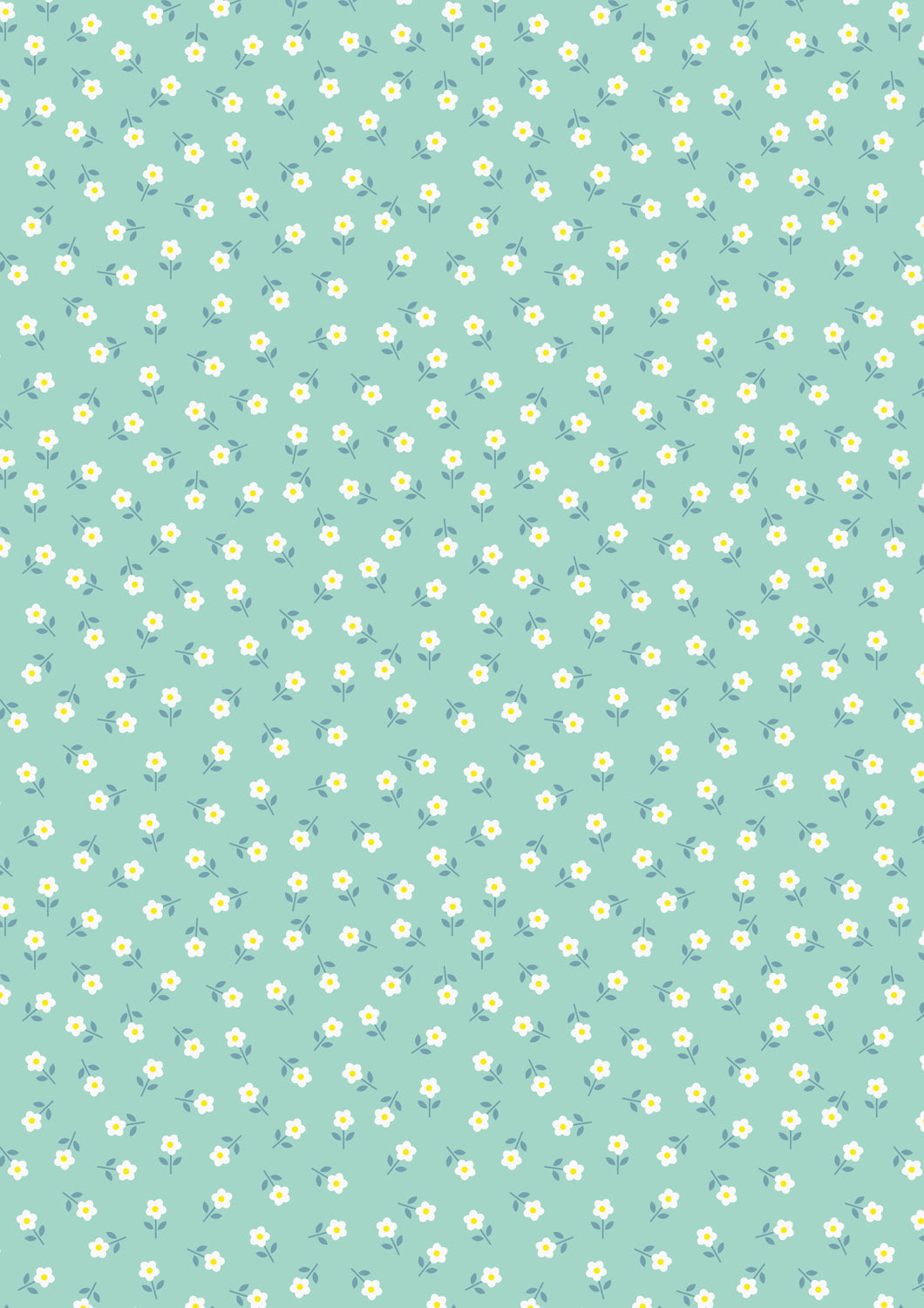 Boho Blooms - Little Daisies - Cream on Aqua - L17A