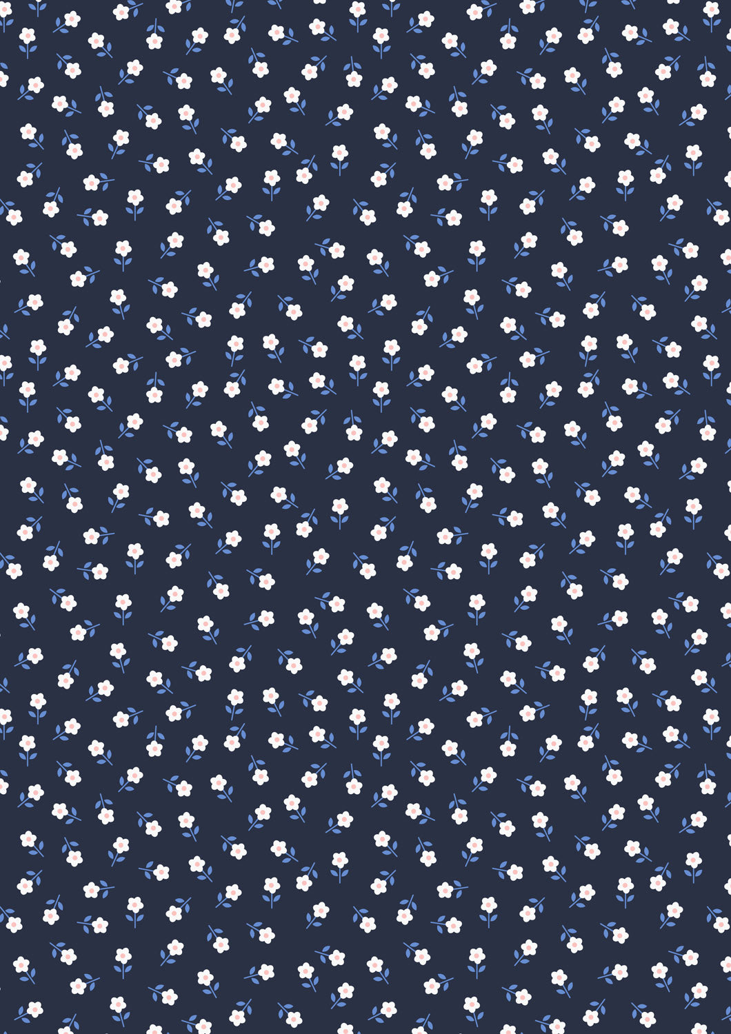 Boho Blooms - Little Daisies - Pink on Navy - L17B