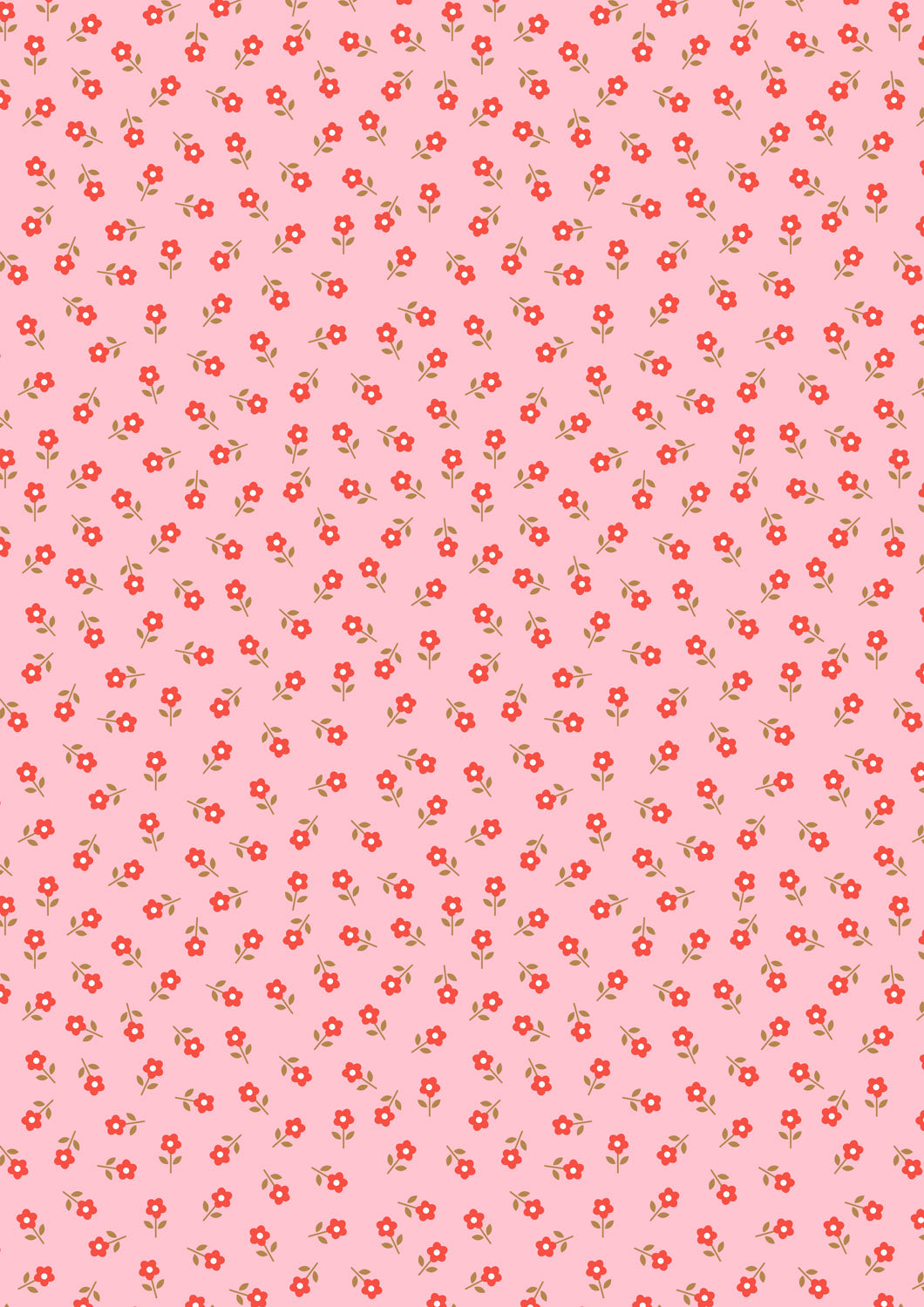 Boho Blooms - Little Daisies - Red on Pink - L17C