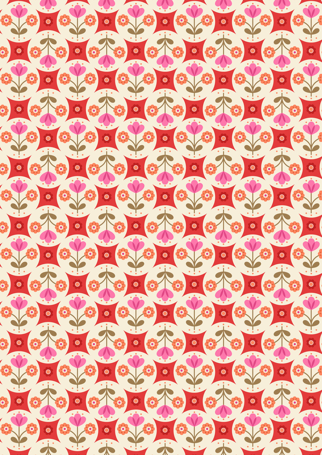 Boho Blooms - Flower Circles - Red - L18A