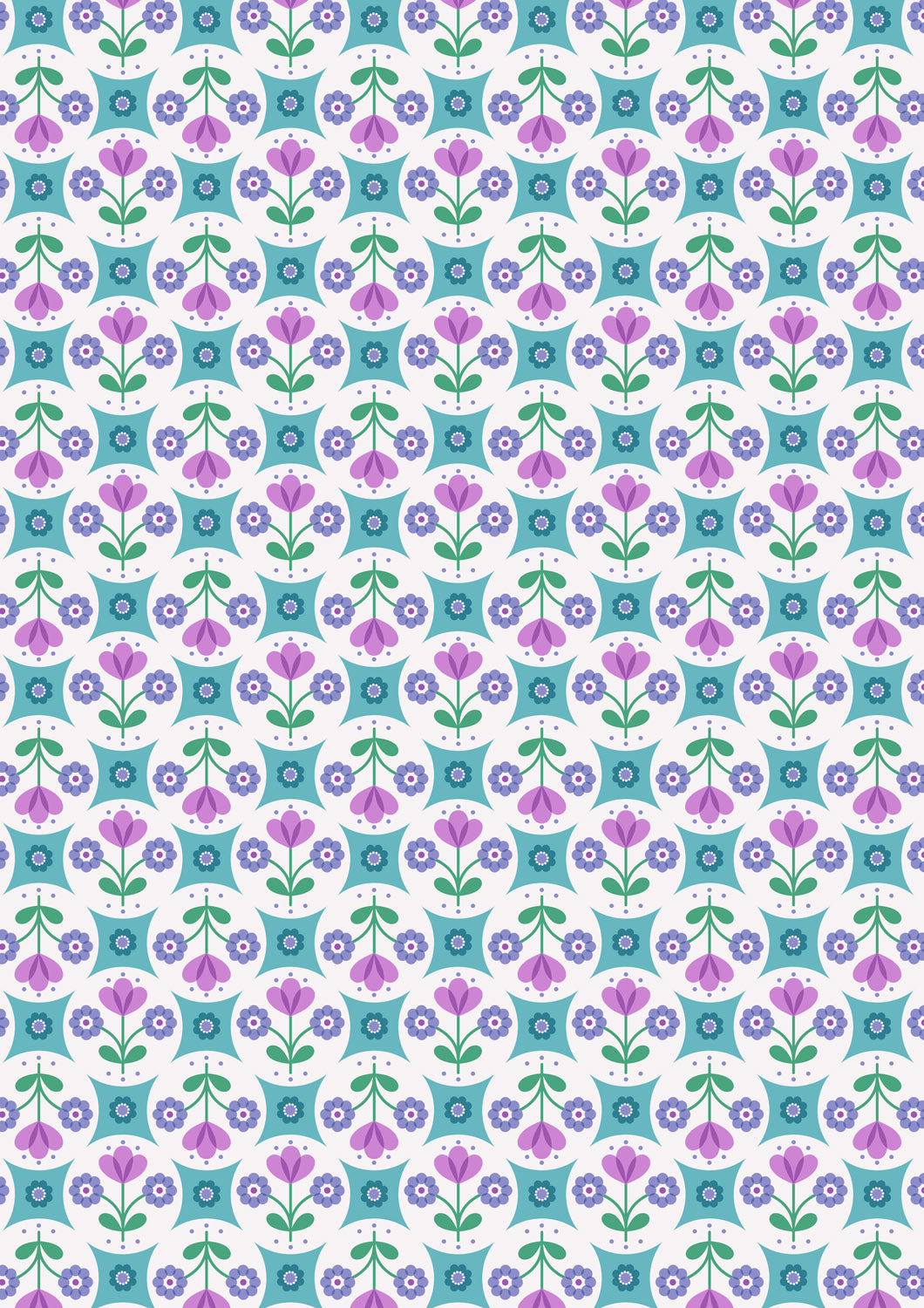 Boho Blooms - Flower Circles - Blue - L18B