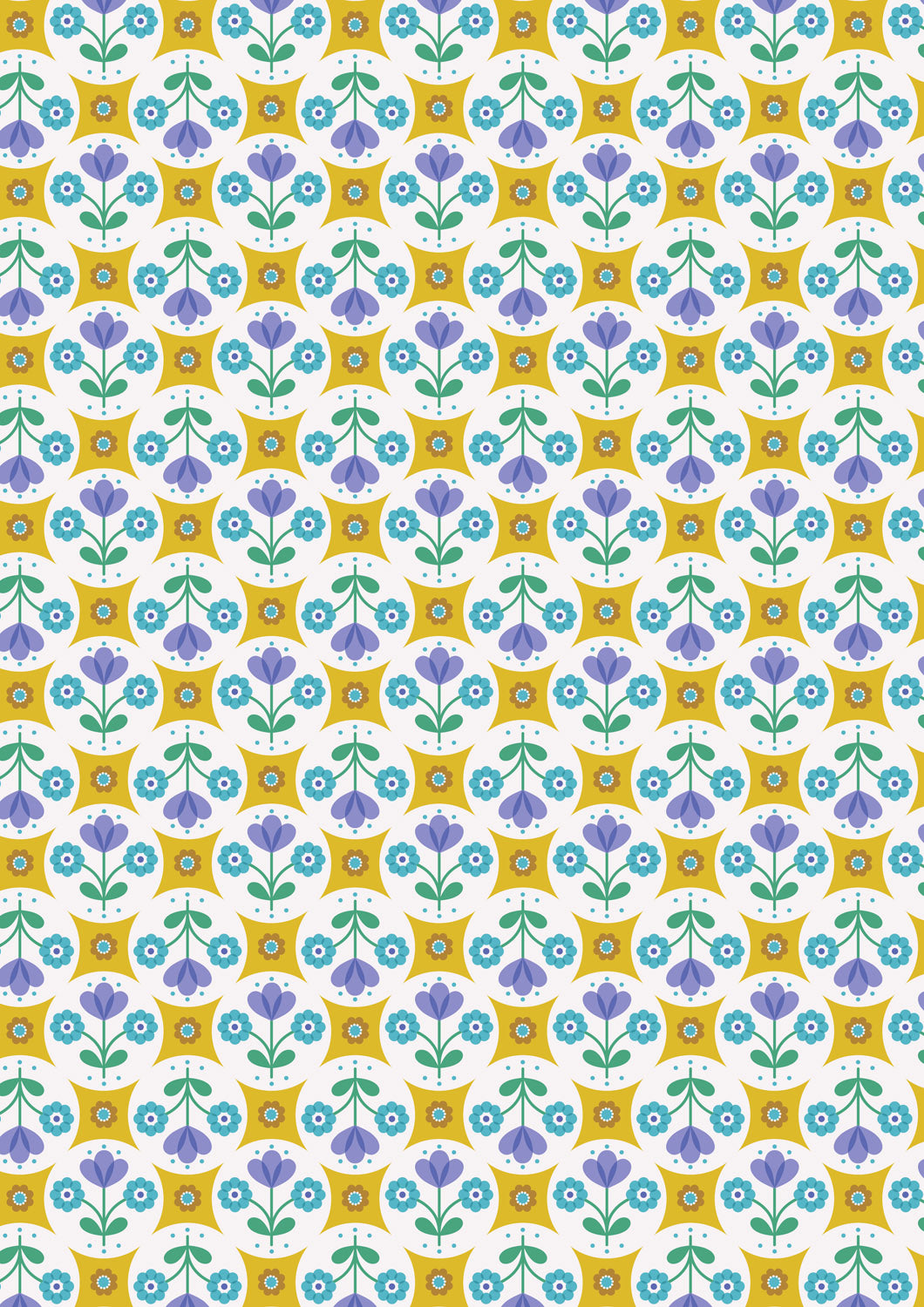 Boho Blooms - Flower Circles - Yellow and Blue - L18C