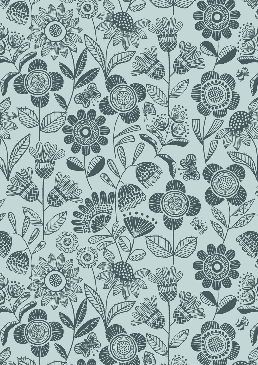 Jaynie - Jaynie flowers on duck egg - L29A