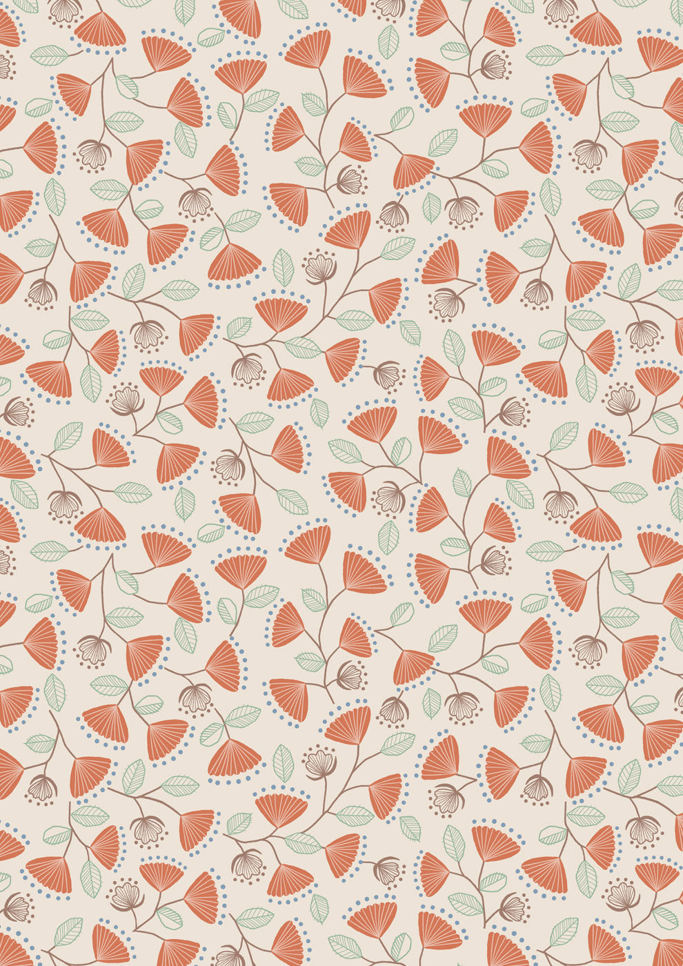 Jaynie - Terracotta blooms on dark cream - L31A