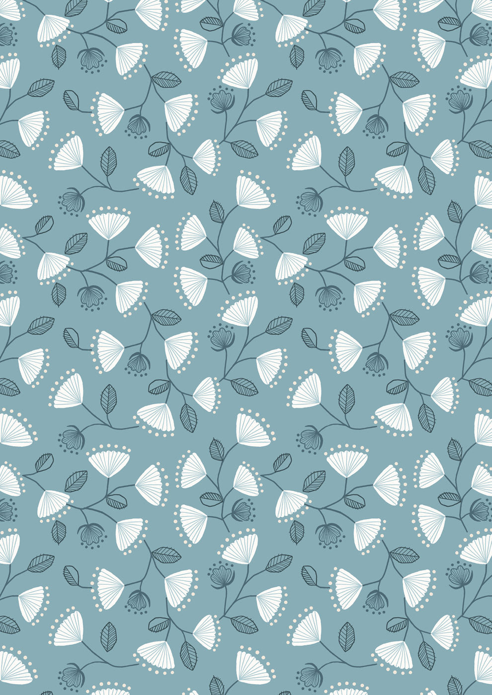 Jaynie - White blooms on blue - L31C