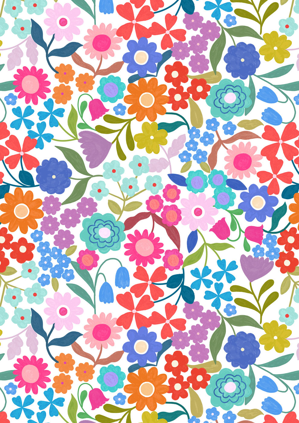 Patchwork Joy - Joyful flowers on cream - L34A