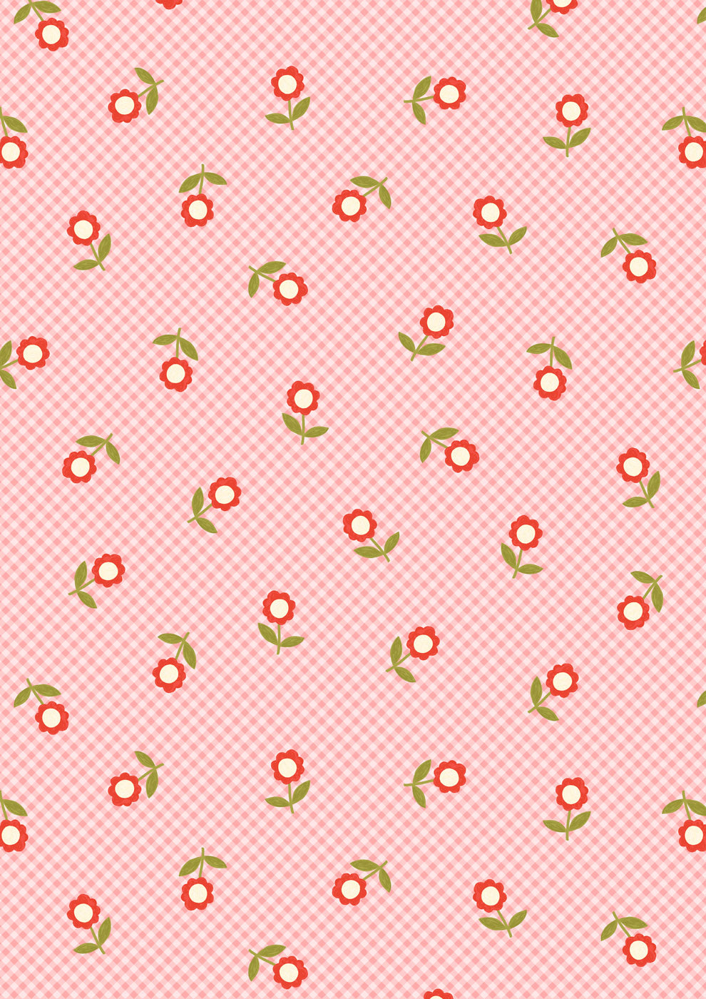 Patchwork Joy - Pink micro gingham flowers - L36B