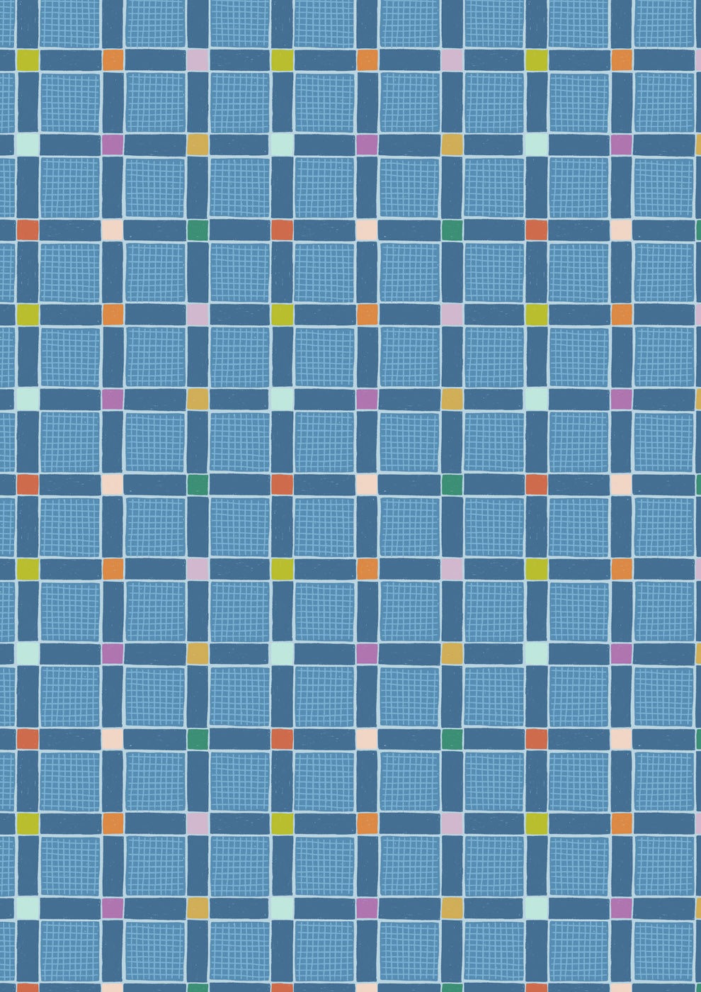 Patchwork Joy - Lovely check blue - L38C