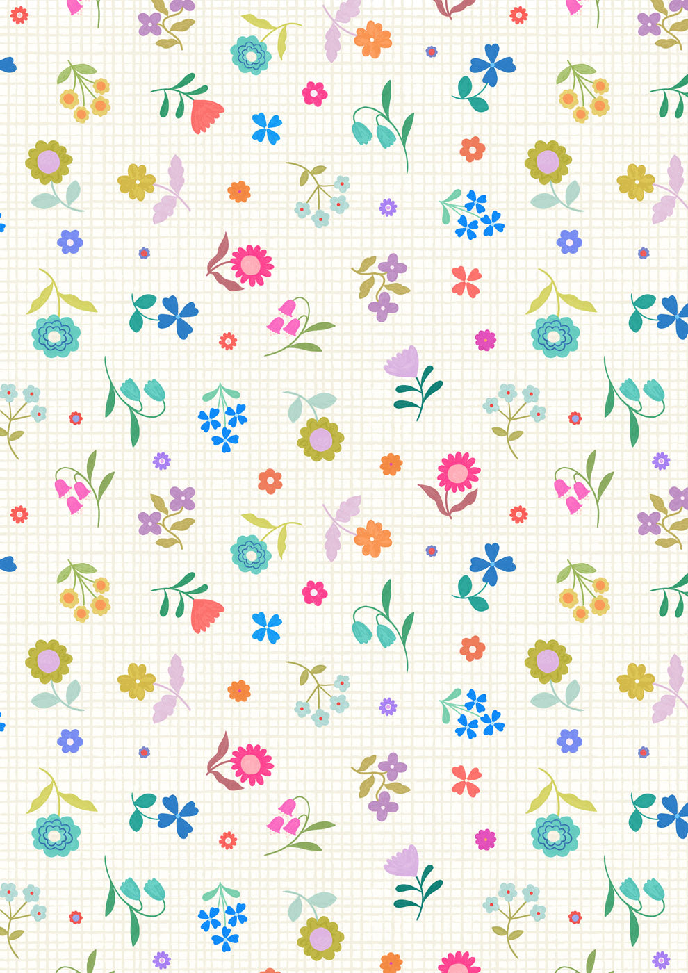 Patchwork Joy - Cream flower grid - L39A
