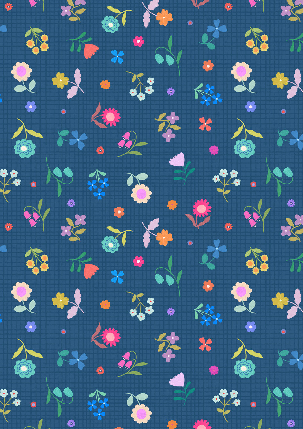 Patchwork Joy - Blue flower grid - L39C