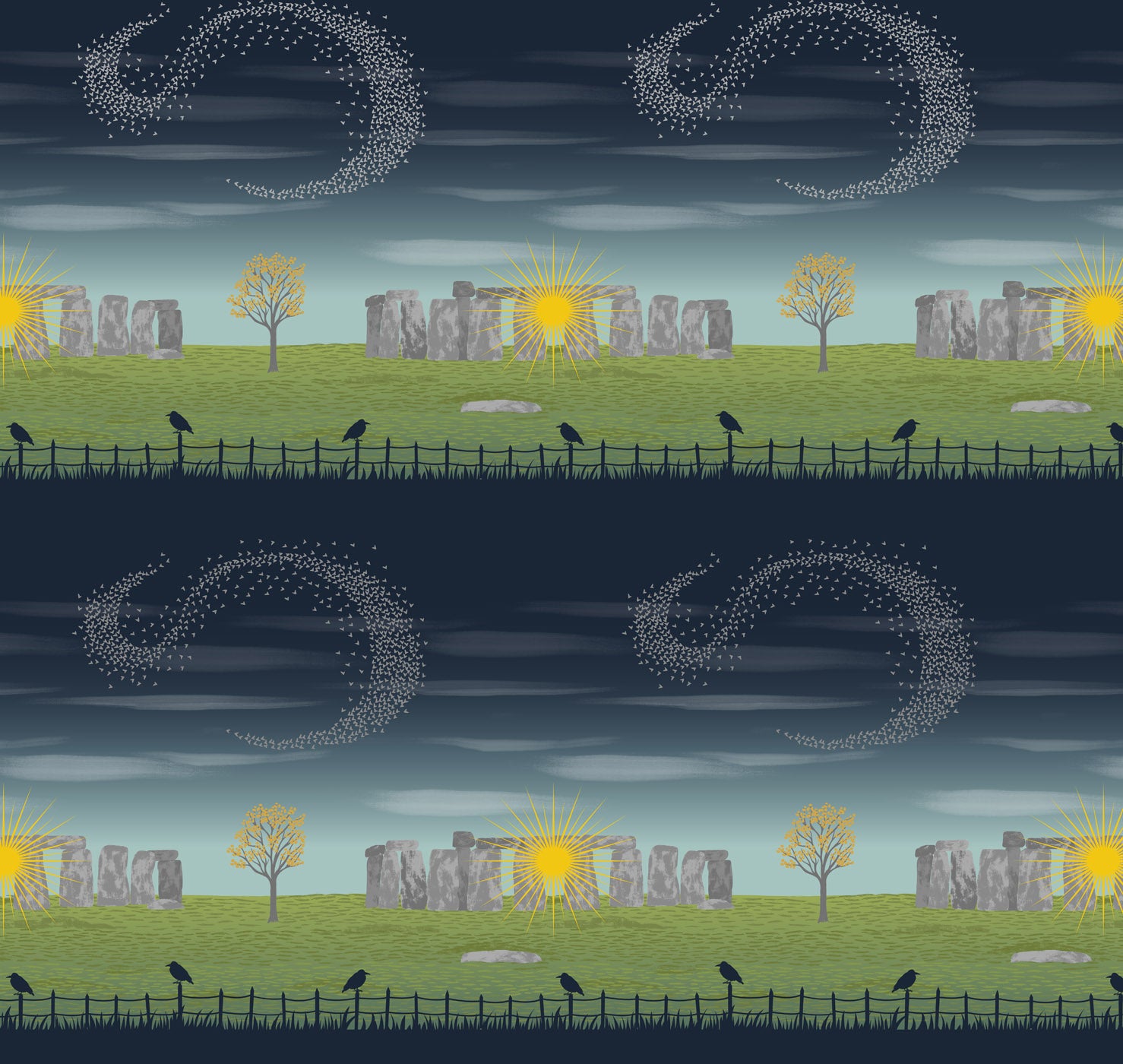 Winter Solstice - Stonehenge Stripe (with gold metallic) - L53