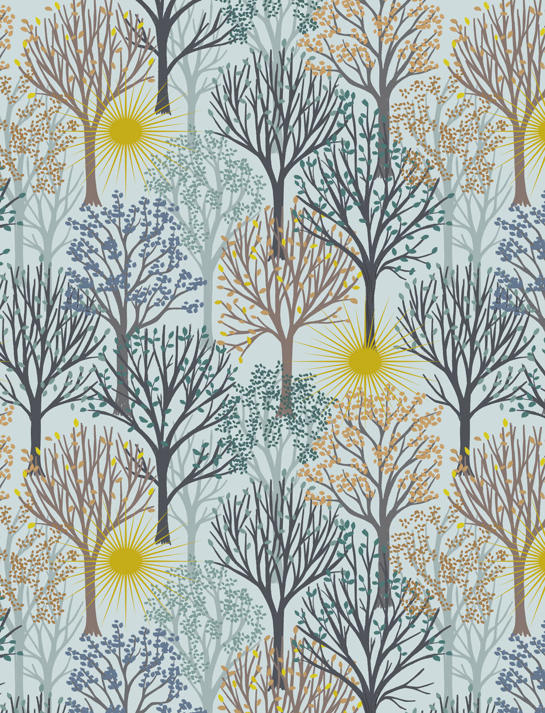 Winter Solstice - Trees - Light Sky (with gold metallic) - L56A