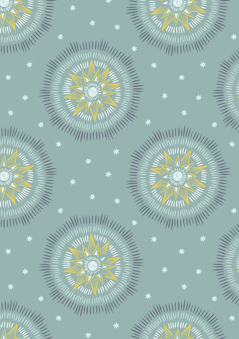 Winter Solstice - Sun Star (with gold metallic) - Verdigris - L60A