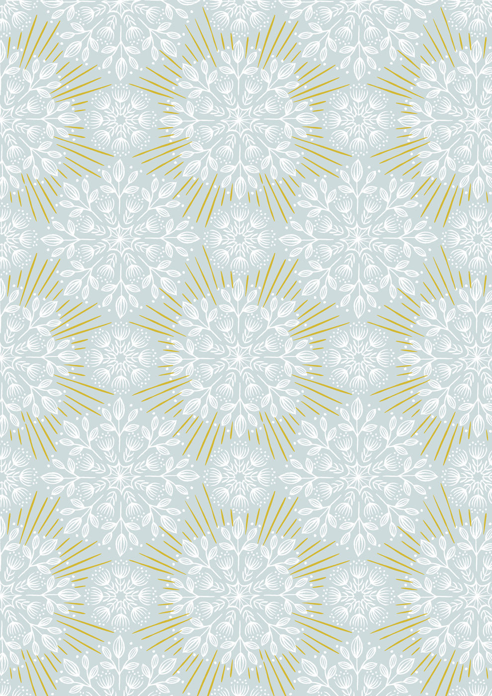 Winter Solstice - Flowers (with gold metallic) - Light Sky - L61A