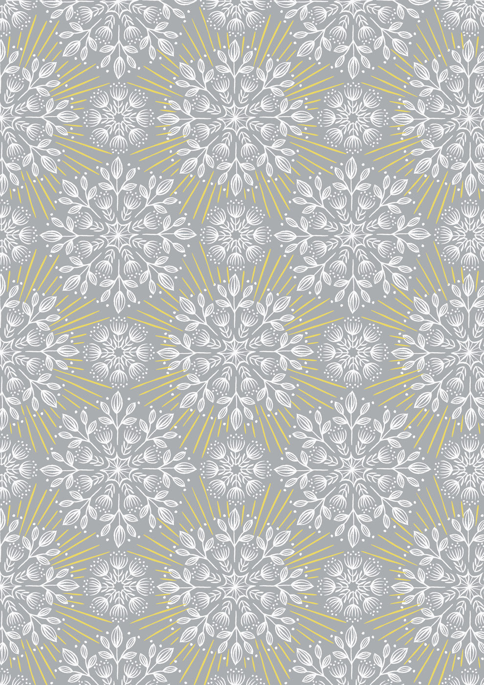 Winter Solstice - Flowers (with gold metallic) - Grey - L61B