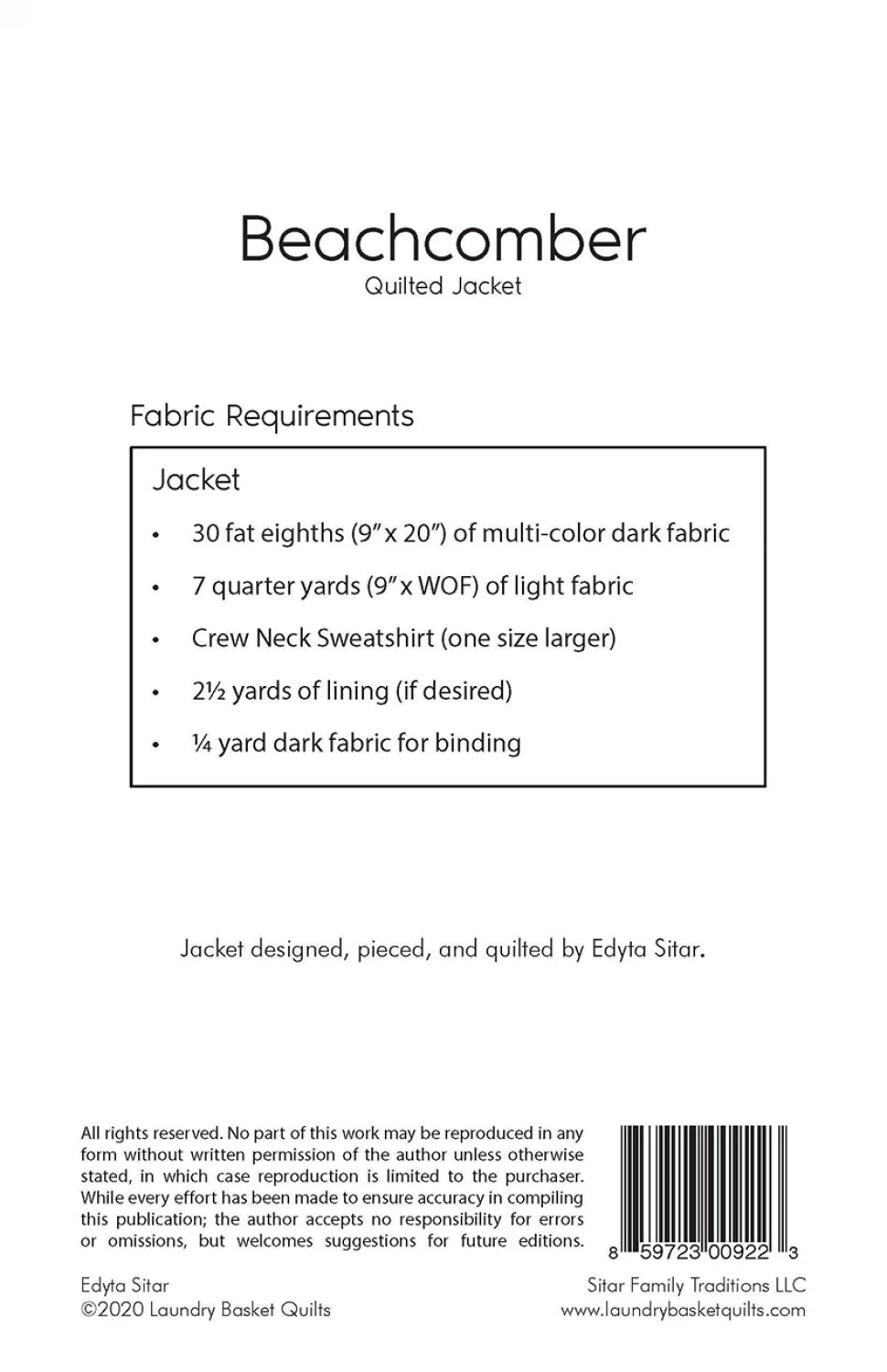 Beachcomber - Quilted Jacket - Laundry Basket Quilts