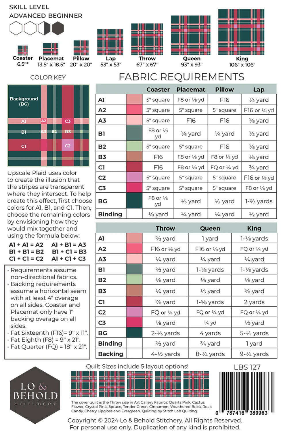 Upscale Plaid Quilt Pattern - Lo & Behold Stitchery